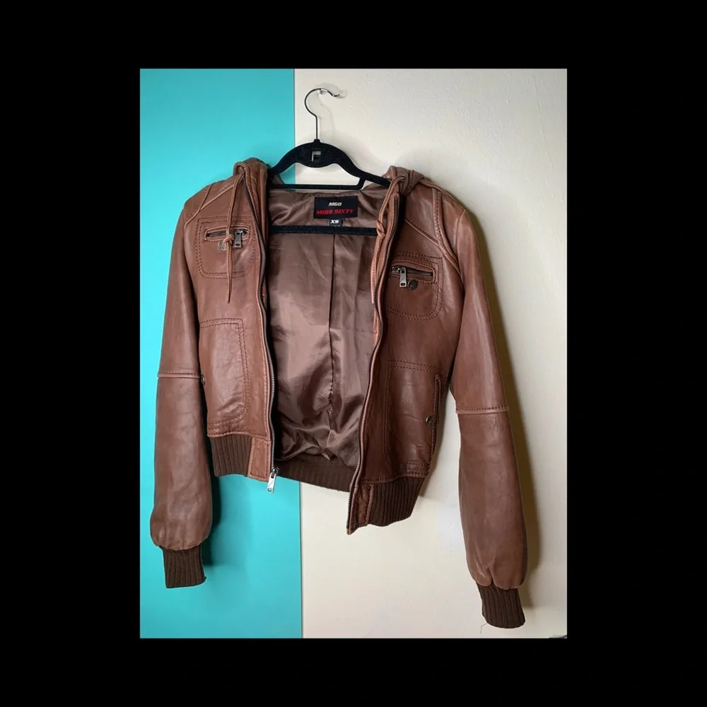 Miss Sixty Brown Genuine Leather Jacket - New ! - Picture 1 of 4